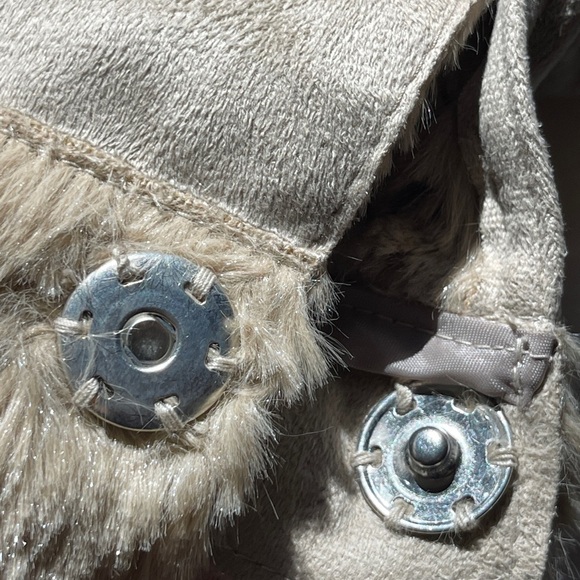 CHIT CHAT Faux Suede Fur Jeweled Jacket Coat Medium - Picture 8 of 13